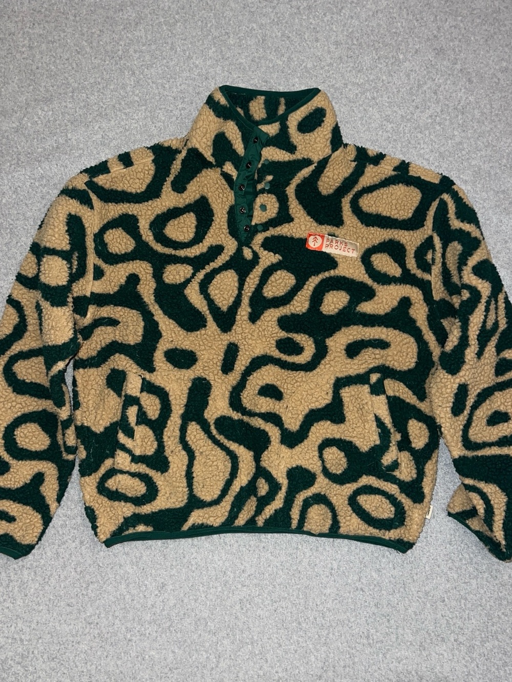 Parks Project Green & Beige Sherpa Pullover - XS